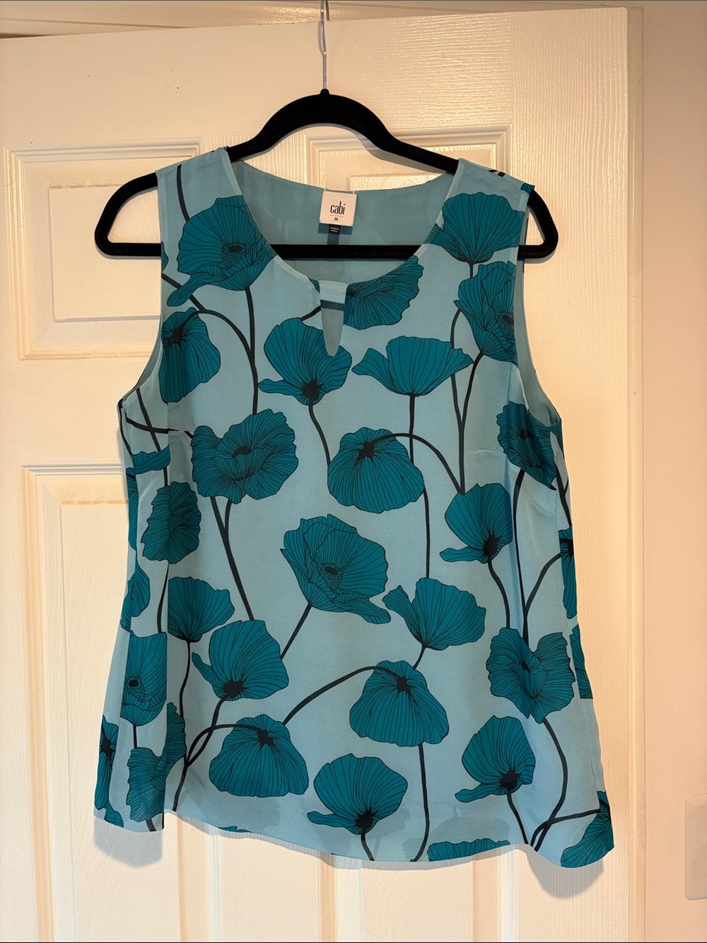 CAbi Teal Floral Sleeveless Popover Camisole